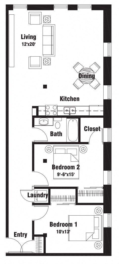 B3 Floor Plan at Riverpoint Lofts, Des Moines, IA 50309  